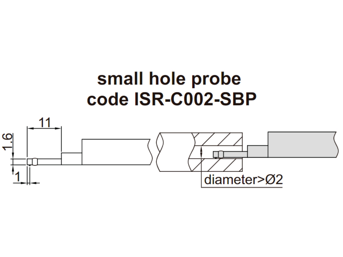 Kis furat szonda, ISR-C érdességmérőkhöz, 1.6 mm - Insize