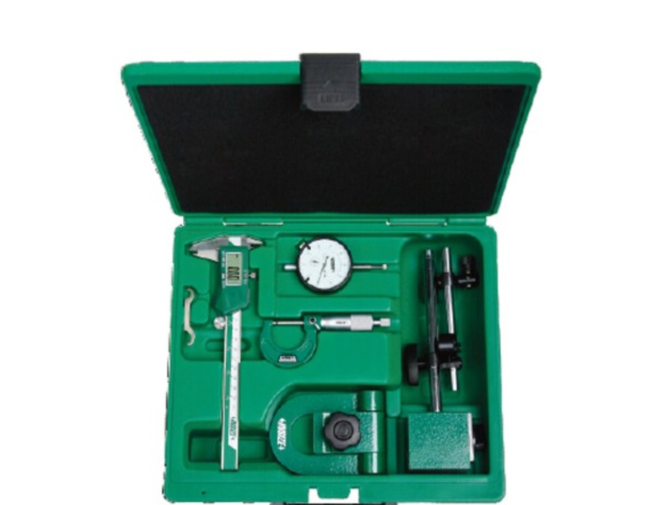 5 részes mérőeszköz készlet, mérőórával és digitális tolómérővel (görgővel) - Insize