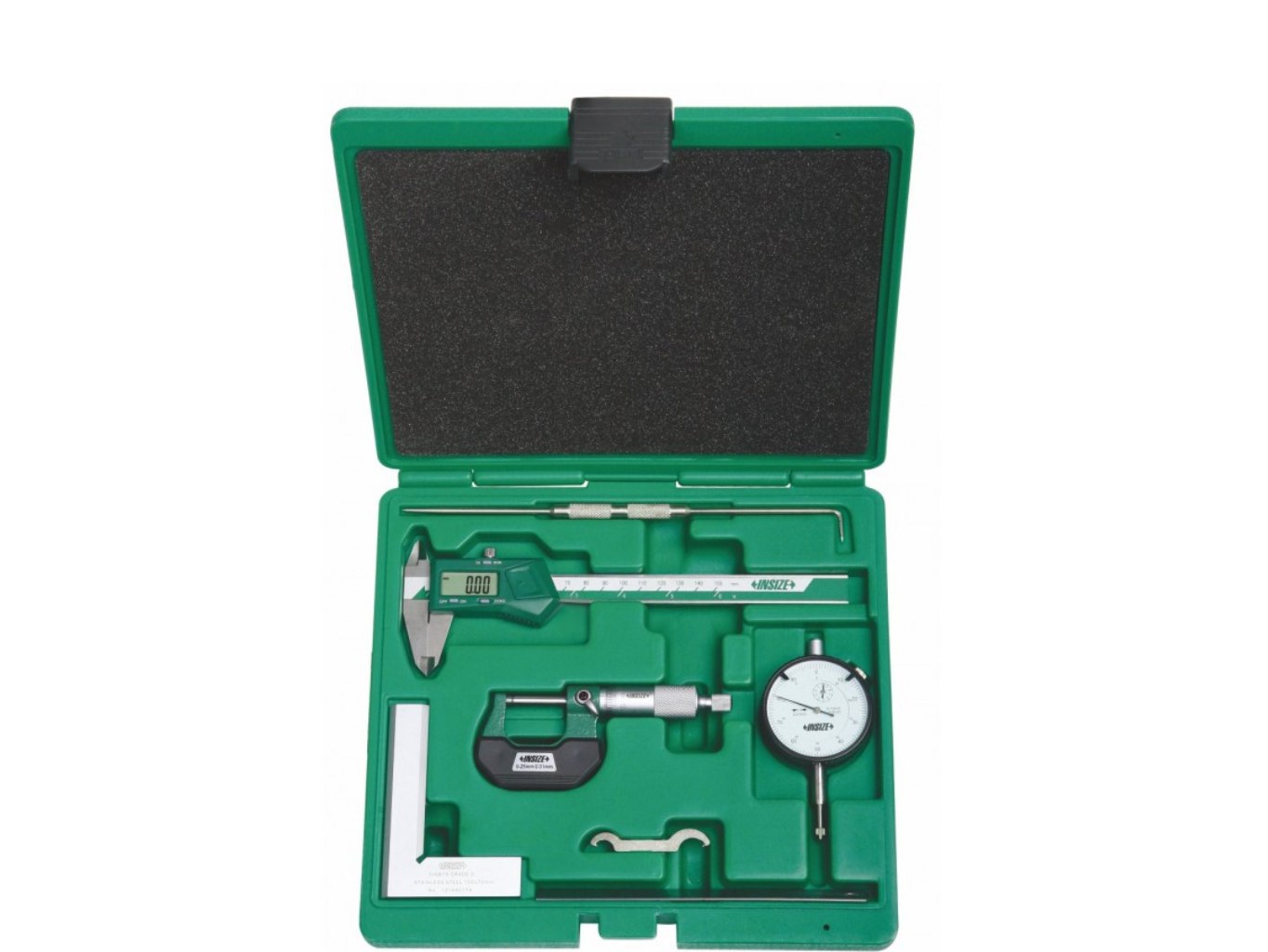 6 részes mérőeszköz készlet, mérőórával és digitális tolómérővel 0-150/0.01 mm - Insize