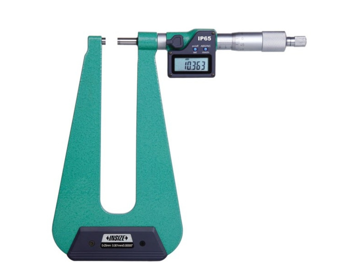 Digitális mikrométer mély kengyellel, A-típus 0-25/0.001/155 mm - Insize