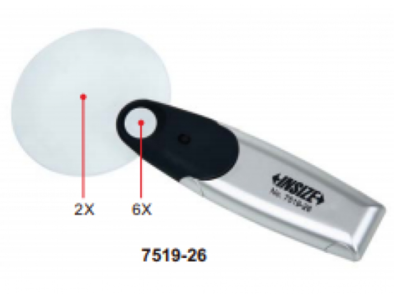 Nagyító LED világítással 90 mm, 2x és 6x - Insize