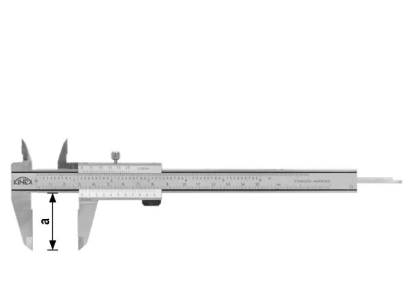 KINEX » K-MET Nóniuszos tolómérő rögzítőcsavarral parallaxis típusú 150