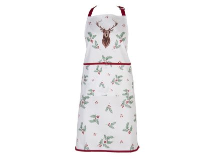 hch41 kitchen apron 70x85 cm white red cotton deer holly leaves bbq apron