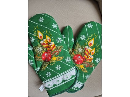 Set vánočních chňapek - zelená svícen