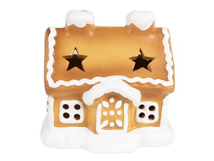 6ce1805 gingerbread house with led 11x9x11 cm brown porcelain gingerbread house