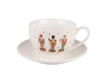 hlcks cup and saucer 200 ml beige porcelain nutcrackers tableware