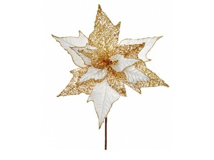 kurt adler ivory and gold poinsettia pick 19 inch