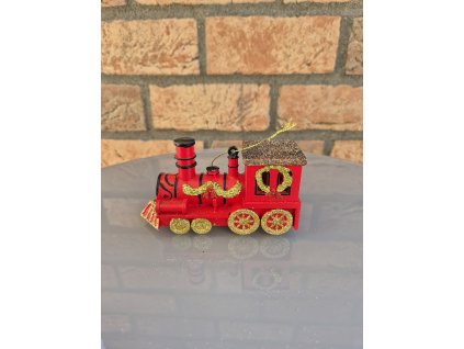 Ozdoba vláček červeno-zlatý