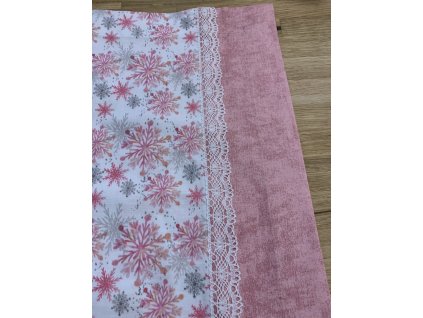 Ubrus - Růžové vločky, okraj