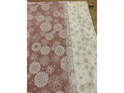 Ubrus - Bílé vločky na růžové