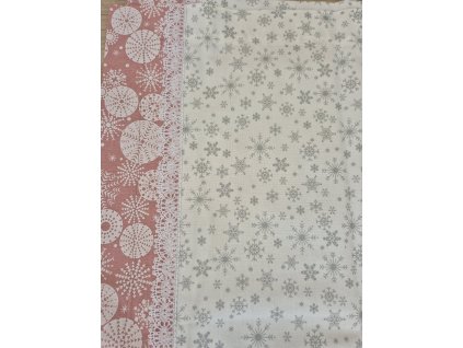 Ubrus - Stříbrné vločky na bílé