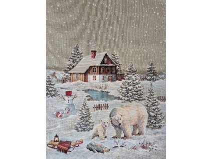 Ubrus - Medvědi na sněhu