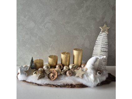 Adventní věnec se skřítkem - zlatý