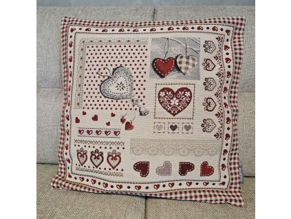 Polštářek - Srdce patchwork