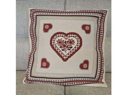 Polštářek - Srdíčka na béžové