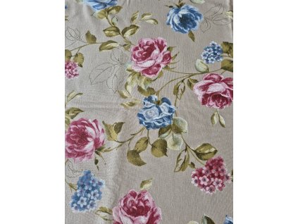 Ubrus růžové a modré květy