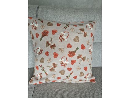 Polštářek - Srdíčka a levandule červené
