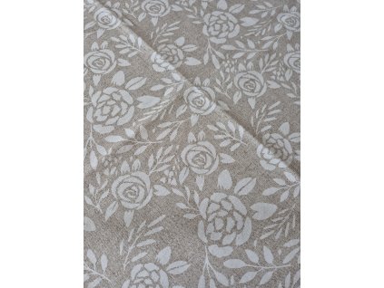 Ubrus - Bílé květy na béžové