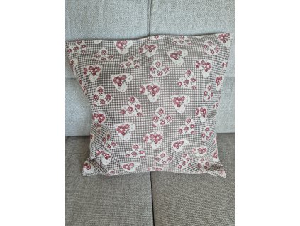 Polštářek - Srdce na  kostce růžová