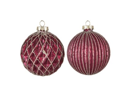 6gl4130 christmas bauble set of 2 o 8 cm red glass christmas decoration