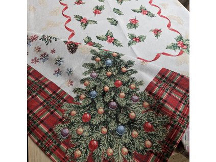 Ubrus vánoční - Stromky a cesmíny