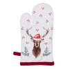 hch44k kids oven mitt 12x21 cm white red cotton deer holly leaves oven glove