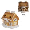 6ce1805 gingerbread house with led 11x9x11 cm brown porcelain gingerbread house (1)