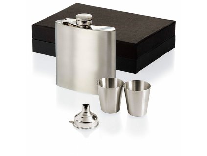 Nerezová placatka v dárkové krabičce s kalíšky