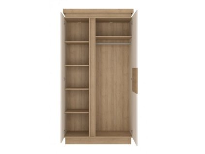 Skriňa LYOS01, dub riviera/biela s extra vysokým leskom, LEONARDO