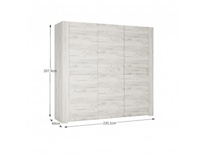Spálňový komplet, (skriňa, posteľ 160x200, 2x nočný stolík), biela craft, ANGEL