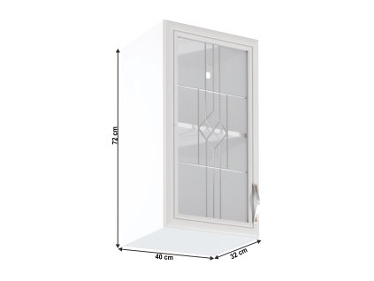 Horná skrinka G40S so sklom, ľavá, biela/sosna Andersen, SICILIA