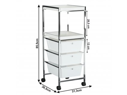 Pojazdný regál, biela/chróm, CORFU