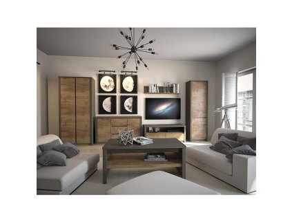 Komoda, dub lefkas tmavý/smooth sivý, MONTANA K2D