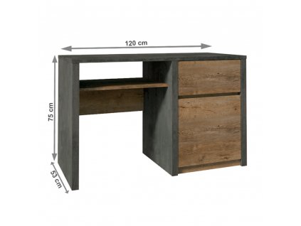 PC stolík, dub lefkas tmavý/smooth sivý, MONTANA B1