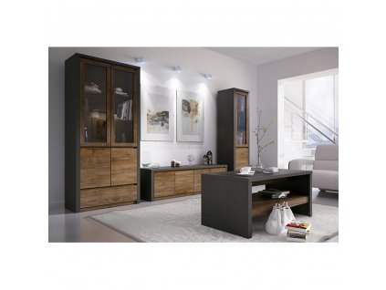 Skriňa trojdverová, dub lefkas tmavý/smooth sivý, MONTANA S3D