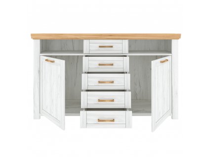 Komoda E, dub craft zlatý/dub craft biely, SUDBURY