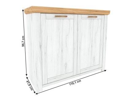 Komoda J, dub craft zlatý/dub craft biely, SUDBURY