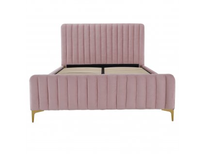 Posteľ, ružová/gold chróm zlatý, 160x200, KAISA