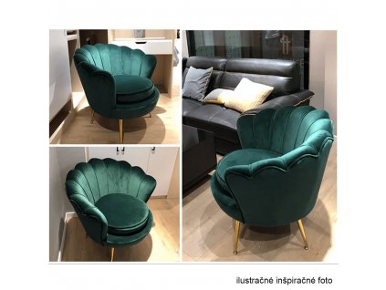 Kreslo v štýle Art-deco, smaragdová Velvet látka/gold chróm-zlatý, NOBLIN