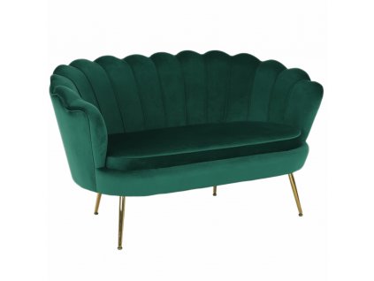 Lavica v štýle Art deco, smaragdová Velvet látka gold chróm zlatý, NOBLIN