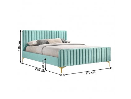Posteľ, neo mint/gold chróm zlatý, 160x200, KAISA