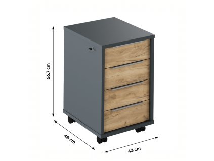 Kontajner so zámkom, grafit/dub artisan, RIOMA NEW TYP 30