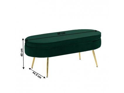 Luxusný taburet, smaragdová Velvet látka/chróm zlatý, Art-deco, NOBLIN TYP 2