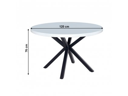 Jedálenský stôl, biela matná/čierna, priemer 120 cm, MEDOR
