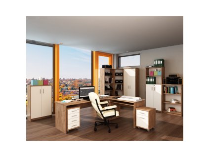 Rohový regál, kraft dunkel/biela, JOHAN 2 NEW 09