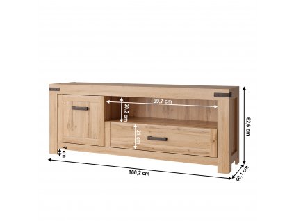 RTV stolík 1D1S/160, dub wotan, MORATIZ