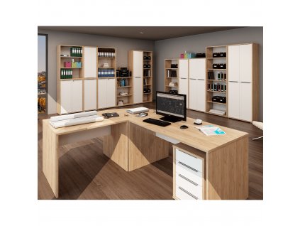 Konferenčný stolík, dub artisan/biela, RIOMA TYP 32