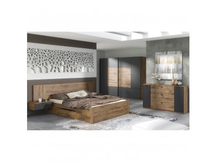 Nočný stolík, dub ribeck/tmavý grafit, ľavý, ARMENY 8XX3AT1L