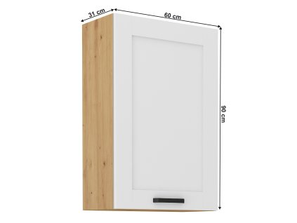 Horná skrinka, biela/dub artisan, LULA 60 G-90 1F