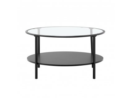 Konferenčný stolík, čierna/sklo/kov, PARLAN